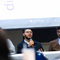 close up of a student panelist speaking